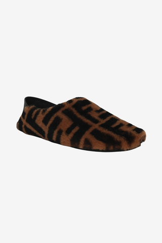 Fendi Zucca FF Logo Shearling Flats sz 38 - Designer Flats at The Find Luxury Resale - Vancouver, Canada