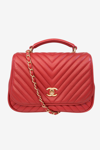 Chanel 2017 Reversed Chevron Round Flap Bag - Designer Handbag at The Find Luxury Resale - Vancouver, Canada