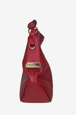 Burberry Red Leather Hobo Bag