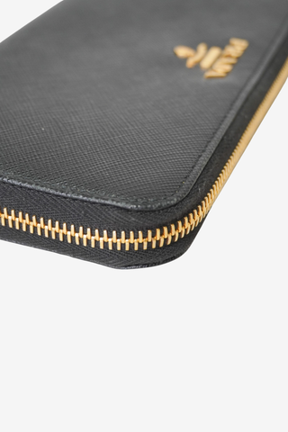 Prada Saffiano Leather Zip Wallet - Designer Accessories at The Find Luxury Resale - Vancouver, Canada