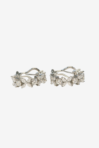 Tiffany & Co. Platinum Alternating Victoria Diamond Hoop Earrings - Designer Earrings at The Find Luxury Resale - Vancouver, Canada