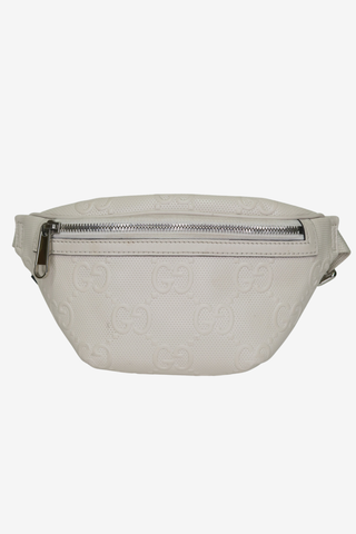 Gucci White Leather Jumbo GG Small Belt Bag