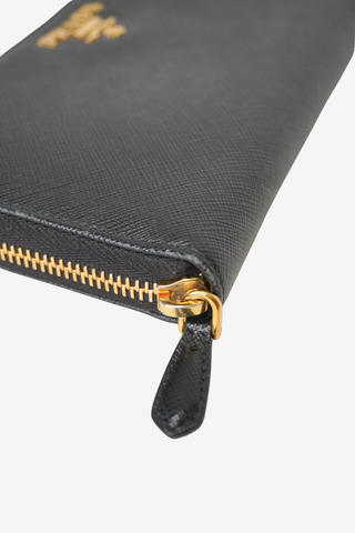 Prada Saffiano Leather Zip Wallet - Designer Accessories at The Find Luxury Resale - Vancouver, Canada