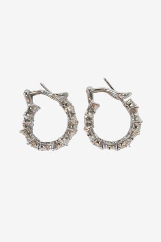 Tiffany & Co. Platinum Alternating Victoria Diamond Hoop Earrings - Designer Earrings at The Find Luxury Resale - Vancouver, Canada