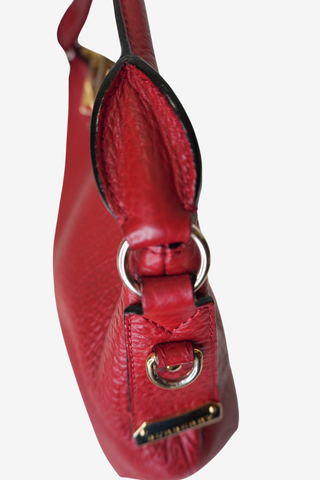 Burberry Red Leather Hobo Bag