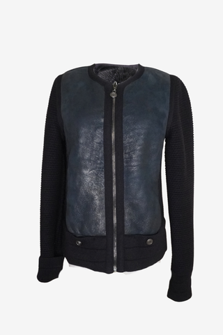 Chanel Leather/Knit Jacket sz 40