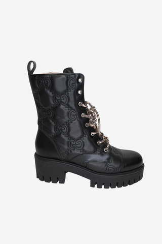 Gucci Black Leather Combat Boots sz 41