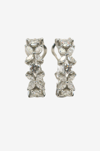 Tiffany & Co. Platinum Alternating Victoria Diamond Hoop Earrings - Designer Earrings at The Find Luxury Resale - Vancouver, Canada