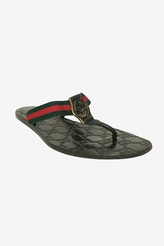 Gucci Web Accent Flip Flops sz 36 - Designer shoes at The Find Luxury Resale - Vancouver, Canada