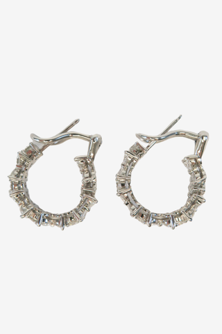 Tiffany & Co. Platinum Alternating Victoria Diamond Hoop Earrings - Designer Earrings at The Find Luxury Resale - Vancouver, Canada