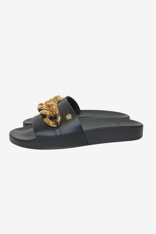 Versace Chain Medusa Head Slide Sandals Sz 36 - Designer shoes at The Find Luxury Resale - Vancouver, Canada