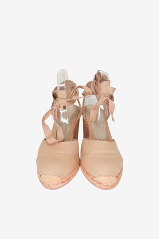 Stuart Weitzman Wedge Pink Sandals sz 8.5 - Designer heels at The Find Luxury Resale - Vancouver, Canada