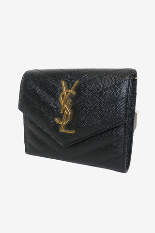 Saint Laurent Leather Compact Wallet - Designer wallet at The Find Luxury Resale - Vancouver, Canada