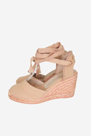 Stuart Weitzman Wedge Pink Sandals sz 8.5 - Designer heels at The Find Luxury Resale - Vancouver, Canada