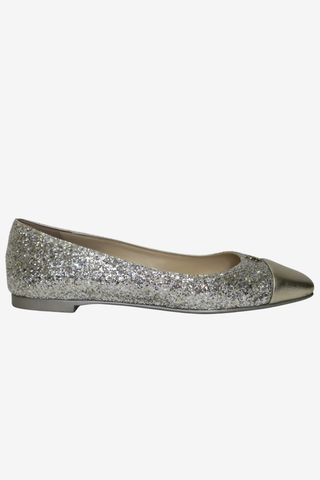 Jimmy Choo Glitter Flats sz 37 - Designer shoes at The Find Luxury Resale - Vancouver, Canada