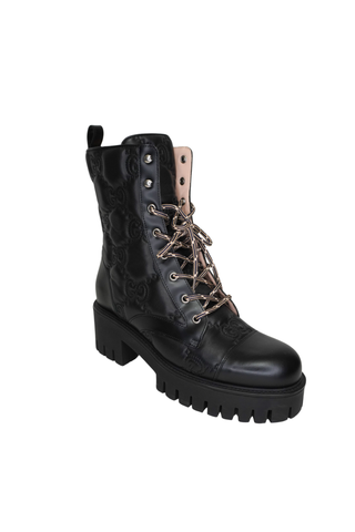 Gucci Black Leather Combat Boots sz 41