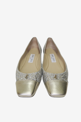 Jimmy Choo Glitter Flats sz 37 - Designer shoes at The Find Luxury Resale - Vancouver, Canada