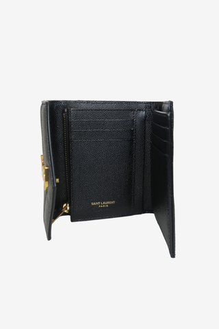 Saint Laurent Leather Compact Wallet - Designer wallet at The Find Luxury Resale - Vancouver, Canada