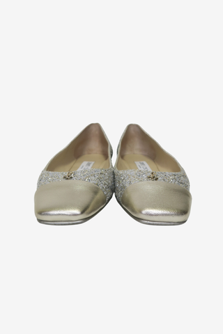 Jimmy Choo Glitter Flats sz 37 - Designer shoes at The Find Luxury Resale - Vancouver, Canada