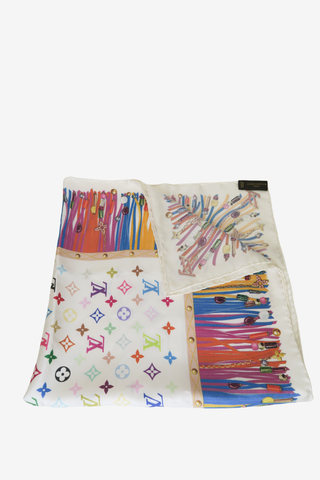 Louis Vuitton Multicolour Fringes Scarf - Designer scarf at The Find Luxury Resale - Vancouver, Canada