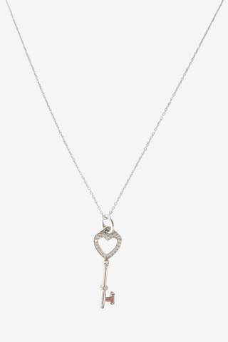 Tiffany & Co. 18K Diamond Heart Key Pendant Necklace - Designer Necklaces at The Find Luxury Resale - Vancouver, Canada