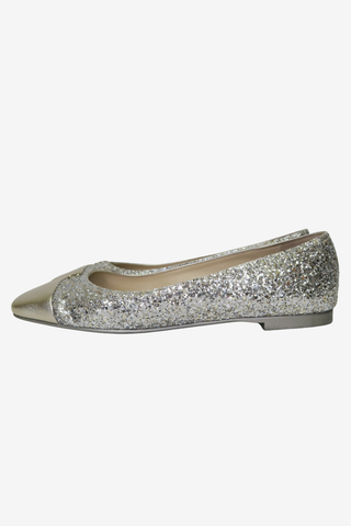 Jimmy Choo Glitter Flats sz 37 - Designer shoes at The Find Luxury Resale - Vancouver, Canada