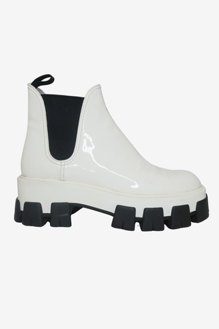 Prada Patent Leather Chelsea Boots Sz 37.5 - Designer shoes at The Find Luxury Resale - Vancouver, Canada