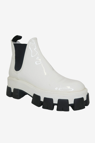 Prada Patent Leather Chelsea Boots Sz 37.5 - Designer shoes at The Find Luxury Resale - Vancouver, Canada