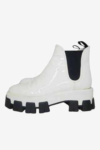 Prada Patent Leather Chelsea Boots Sz 37.5 - Designer shoes at The Find Luxury Resale - Vancouver, Canada