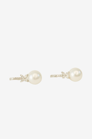 Tiffany & Co. Platinum Diamond & Pearl Victoria Drop Earrings - Designer Earrings at The Find Luxury Resale - Vancouver, Canada