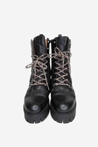 Gucci Black Leather Combat Boots sz 41