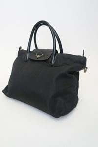 Prada Saffiano-Trimmed Tessuto Tote Bag