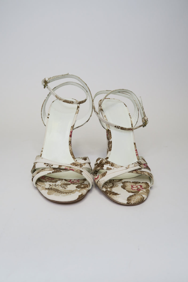 Burberry Floral Canvas Wedge Sandals sz 38