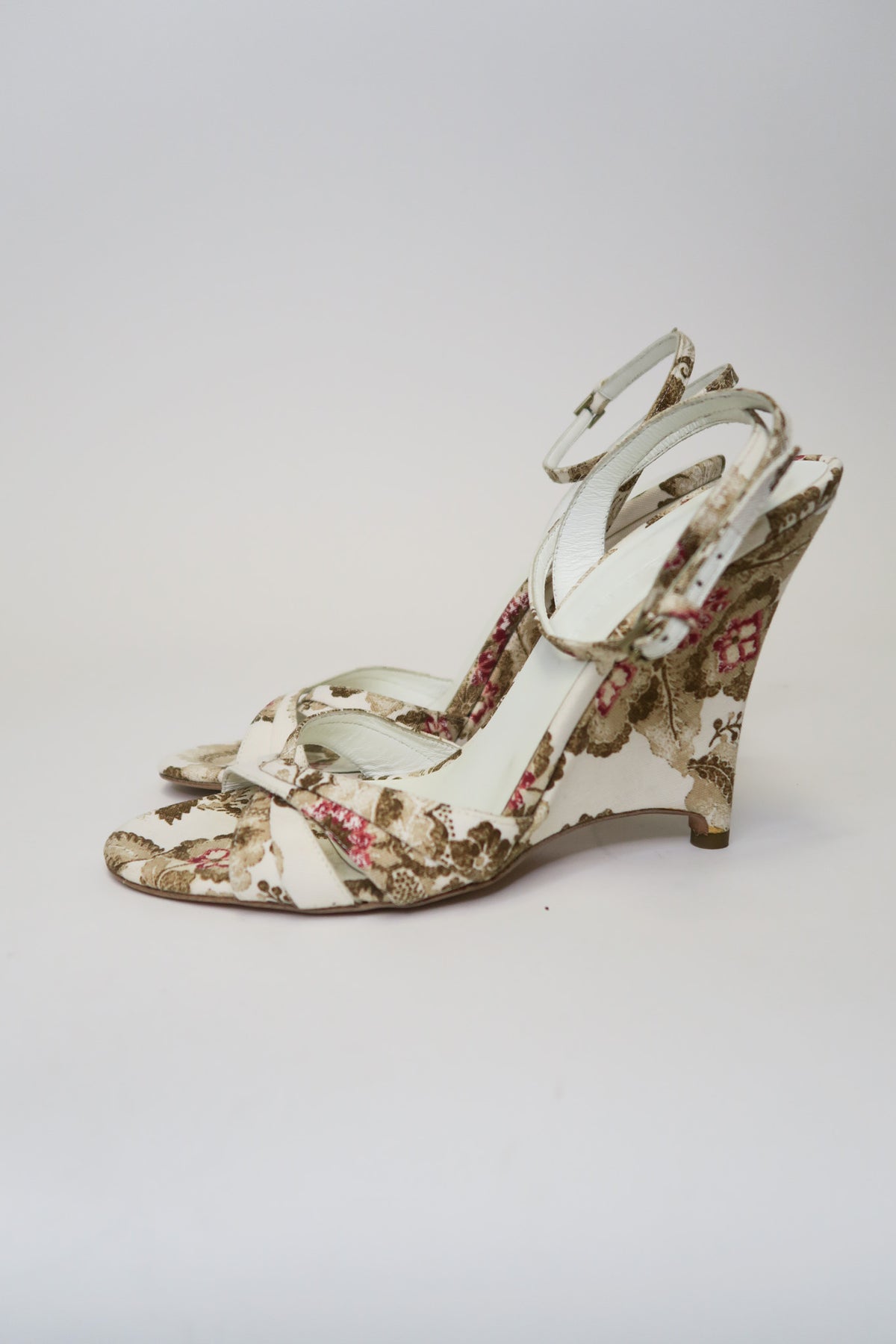 Burberry Floral Canvas Wedge Sandals sz 38