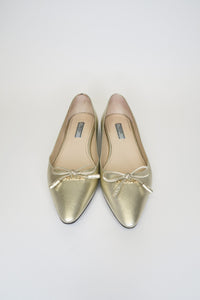 Prada Gold Leather Flats sz 35.5