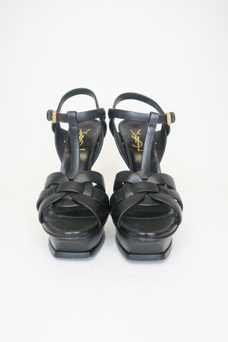 Saint Laurent Tribute Leather T-Strap Sandals sz 36 - Designer Pumps at The Find Luxury Resale - Vancouver, Canada