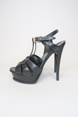 Saint Laurent Tribute Leather T-Strap Sandals sz 36 - Designer Pumps at The Find Luxury Resale - Vancouver, Canada