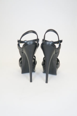 Saint Laurent Tribute Leather T-Strap Sandals sz 36 - Designer Pumps at The Find Luxury Resale - Vancouver, Canada