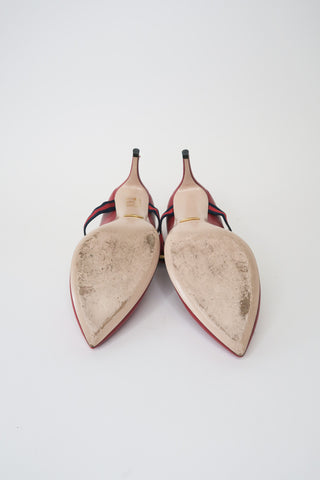 Gucci Web Accent Leather Pumps sz 35.5 - Designer Pumps at The Find Luxury Resale - Vancouver, Canada