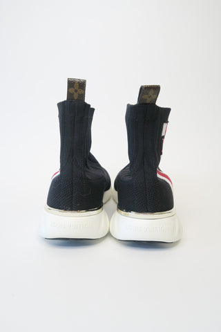 Louis Vuitton LV Monogram Grosgrain Trim Sock Sneakers sz 38 - Designer Sneakers at The Find Luxury Resale - Vancouver, Canada