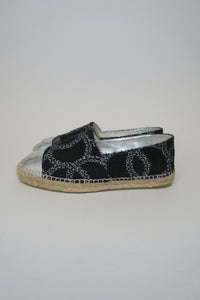 Chanel Interlocking CC Logo Tweed Espadrilles sz 38