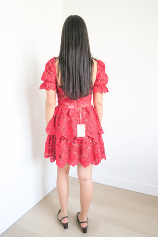 Self-Portrait Lace Pattern Mini Dress sz 6 - Designer Dresses at The Find Luxury Resale - Vancouver, Canada