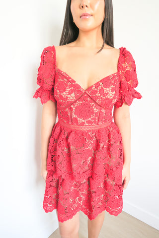 Self-Portrait Lace Pattern Mini Dress sz 6 - Designer Dresses at The Find Luxury Resale - Vancouver, Canada