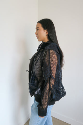 Sacai Lace Bomber Jacket sz L - Designer Jackets at The Find Luxury Resale - Vancouver, Canada