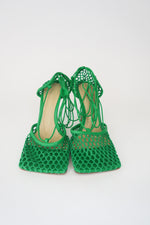 Bottega Veneta Green Stretch Web Heels sz 39