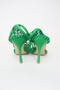 Bottega Veneta Green Stretch Web Heels sz 39