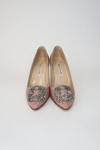 Manolo Blahnik Hangisi Glitter Accents Pumps sz 38