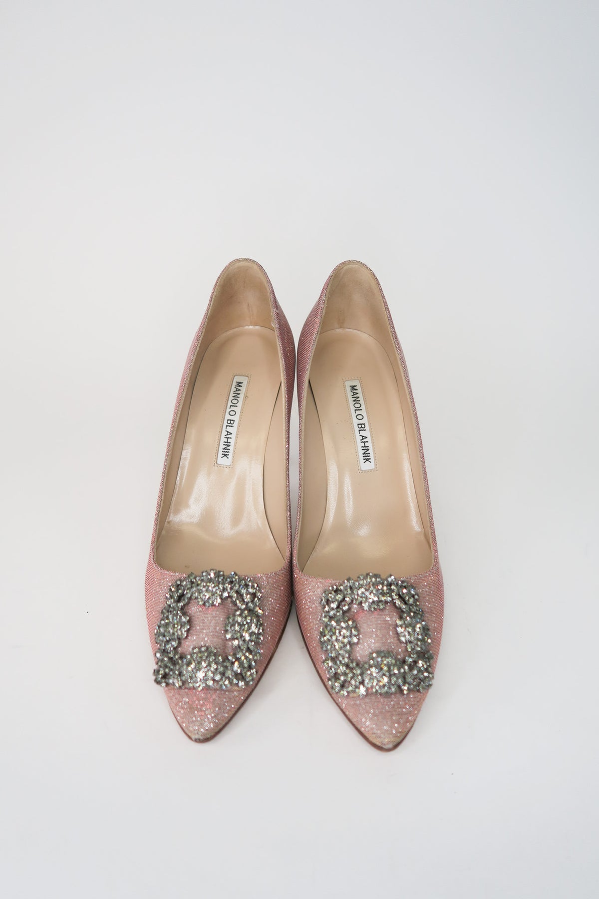 Manolo Blahnik Hangisi Glitter Accents Pumps sz 38