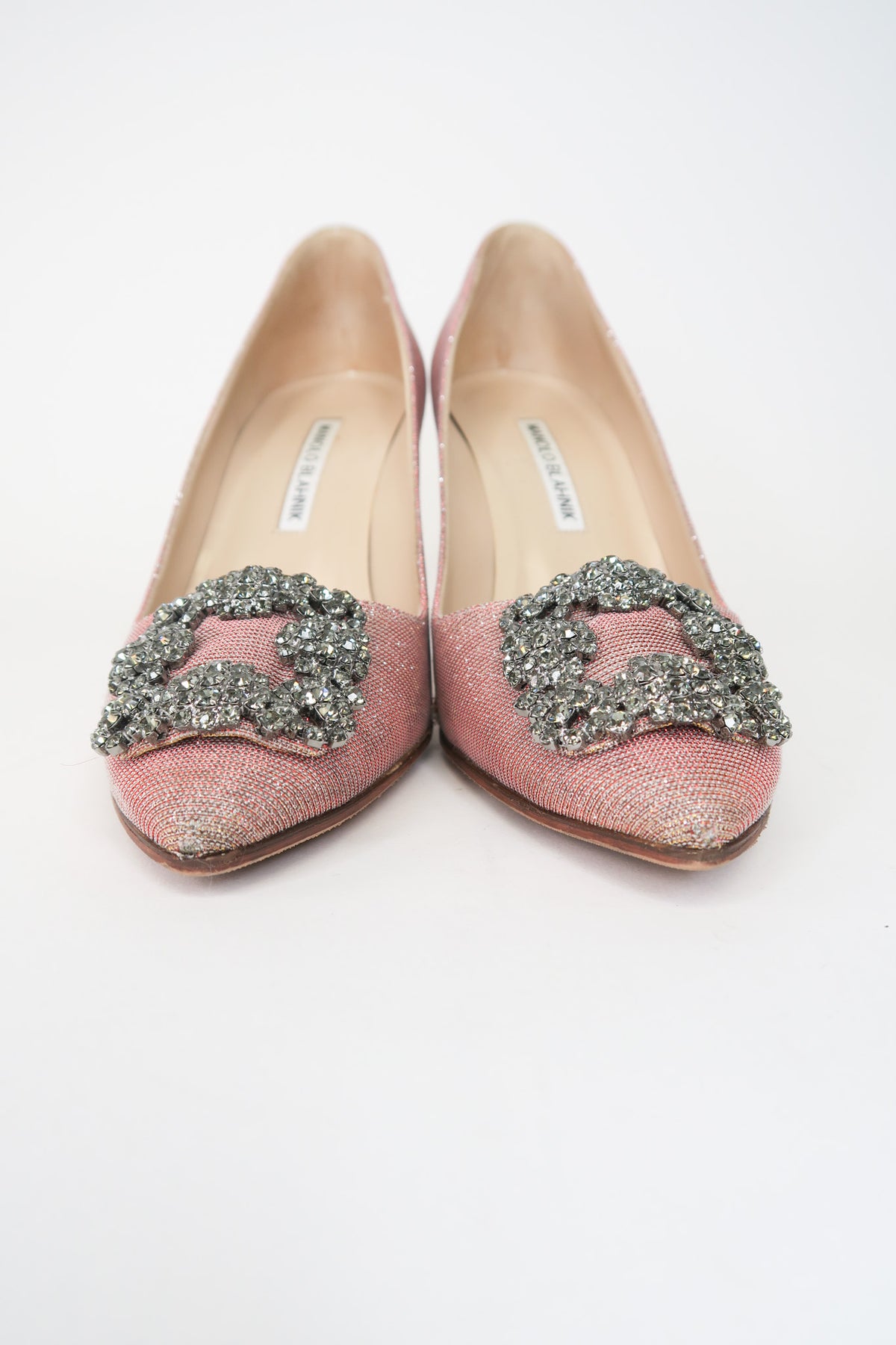 Manolo Blahnik Hangisi Glitter Accents Pumps sz 38