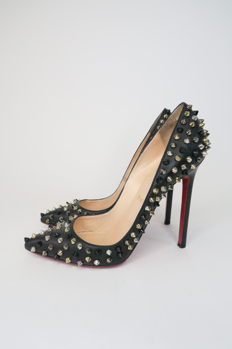 Christian Louboutin Spike Accents Leather Pumps sz 38